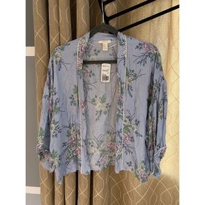 Cardigan/kimono - blue floral print
